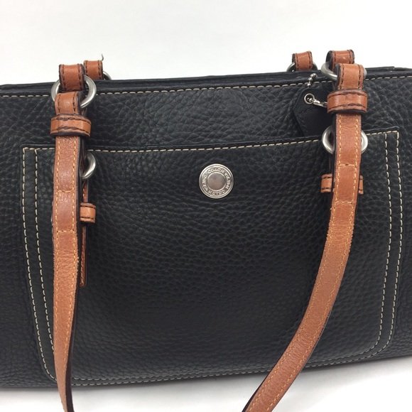 Coach Black Leather Shoulder Bag Purse - Picture 2 of 6